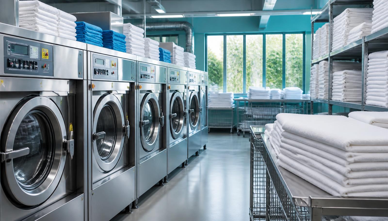 Wasserij van Lavandero Clean & Green met professionele wasmachines en schoon linnen